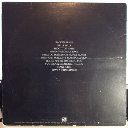 Back In Black (VINYL) | Very Good Plus (VG+) Very Good (VG) - METAL / USED *VERY GOOD+*