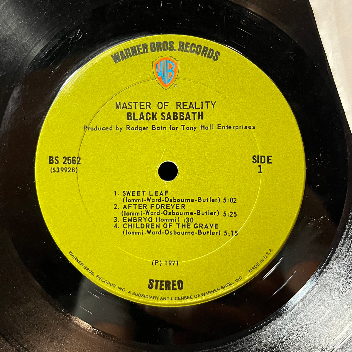 Black Sabbath - Master of Reality (VINYL LP WARNER BROS. BS 2562 1971) | Very Good (VG) Very Good (VG) - METAL / USED *VERY GOOD*