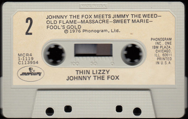 Thin Lizzy - Johnny The Fox (CASSETTE) | Very Good (VG) Very Good Plus (VG+) - METAL / USED *VERY GOOD*