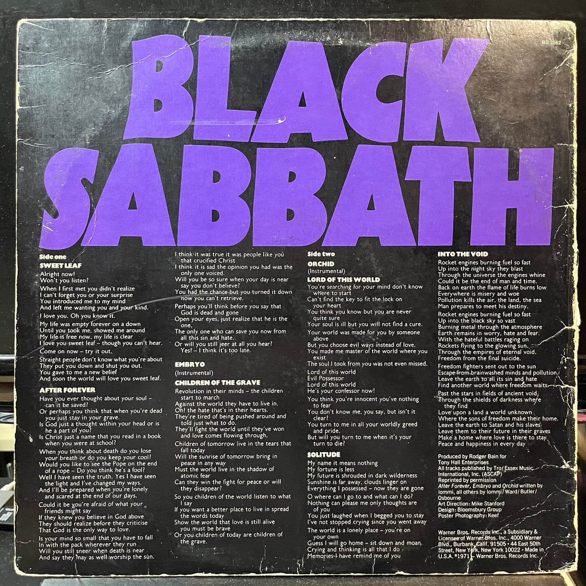 Black Sabbath - Master of Reality (VINYL LP WARNER BROS. BS 2562 1971) | Very Good (VG) Very Good (VG) - METAL / USED *VERY GOOD*