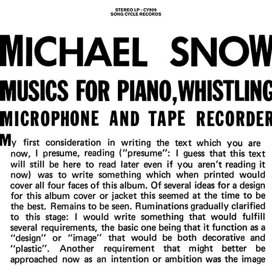 Musics For Piano, Whistling, Microphone And Tape Recorder |