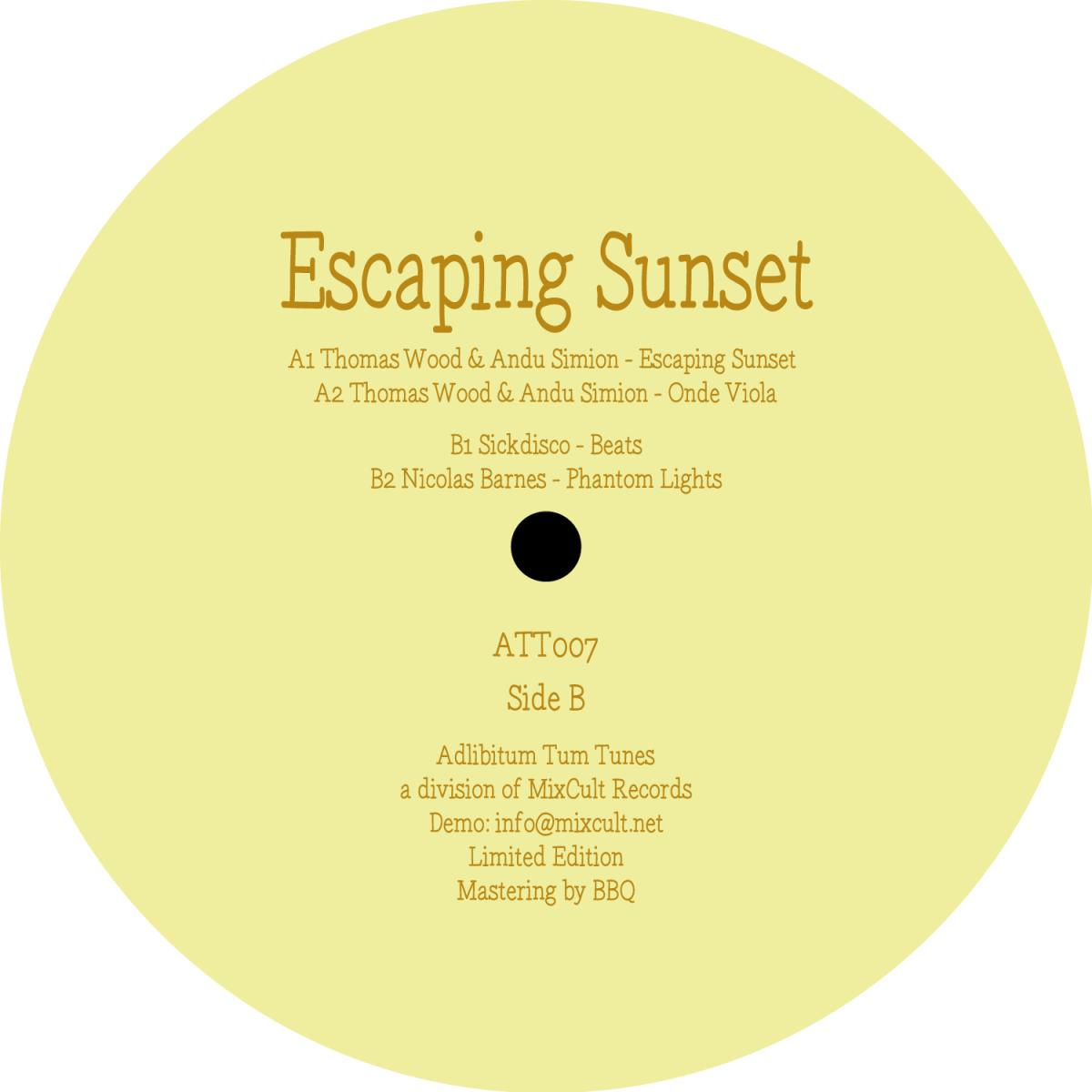 Various - (PRESALE TBD) Escaping Sunset (VINYL 12" Adlibitum ATT007) | NEW - MINIMAL *NEW*
