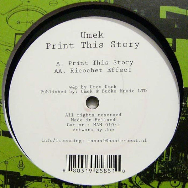 Umek - Print This Story | Near Mint (NM) Near Mint (NM) - MINIMAL / USED *NEAR MINT*