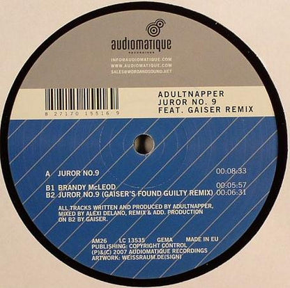 Adultnapper - Juror No. 9 (VINYL) | Near Mint- (NM-) Generic - MINIMAL / USED *NEAR MINT-*