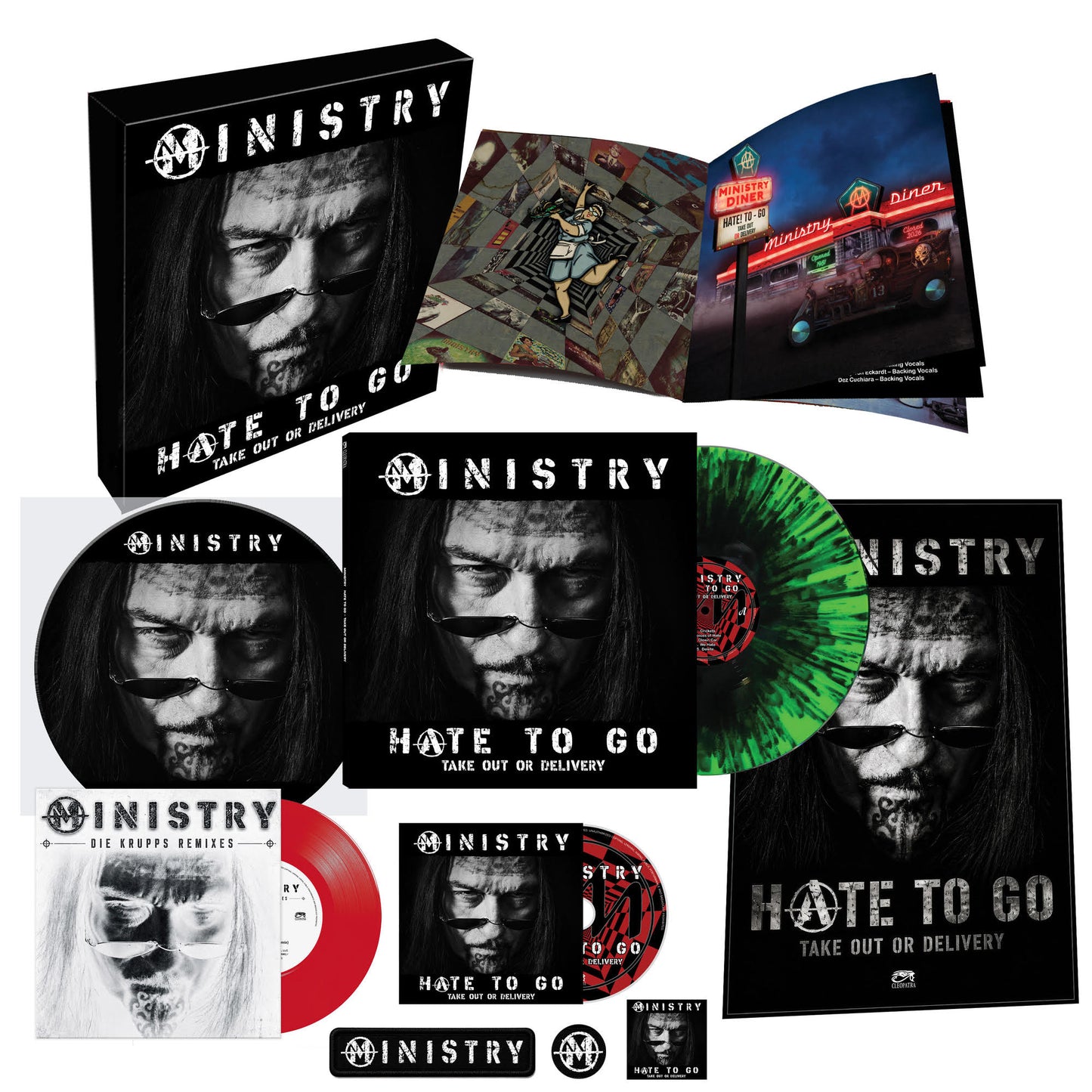Ministry - Hate To Go - Take Out Or Delivery (Deluxe Box Edition) [Black/Green Splatter] [4LP] |