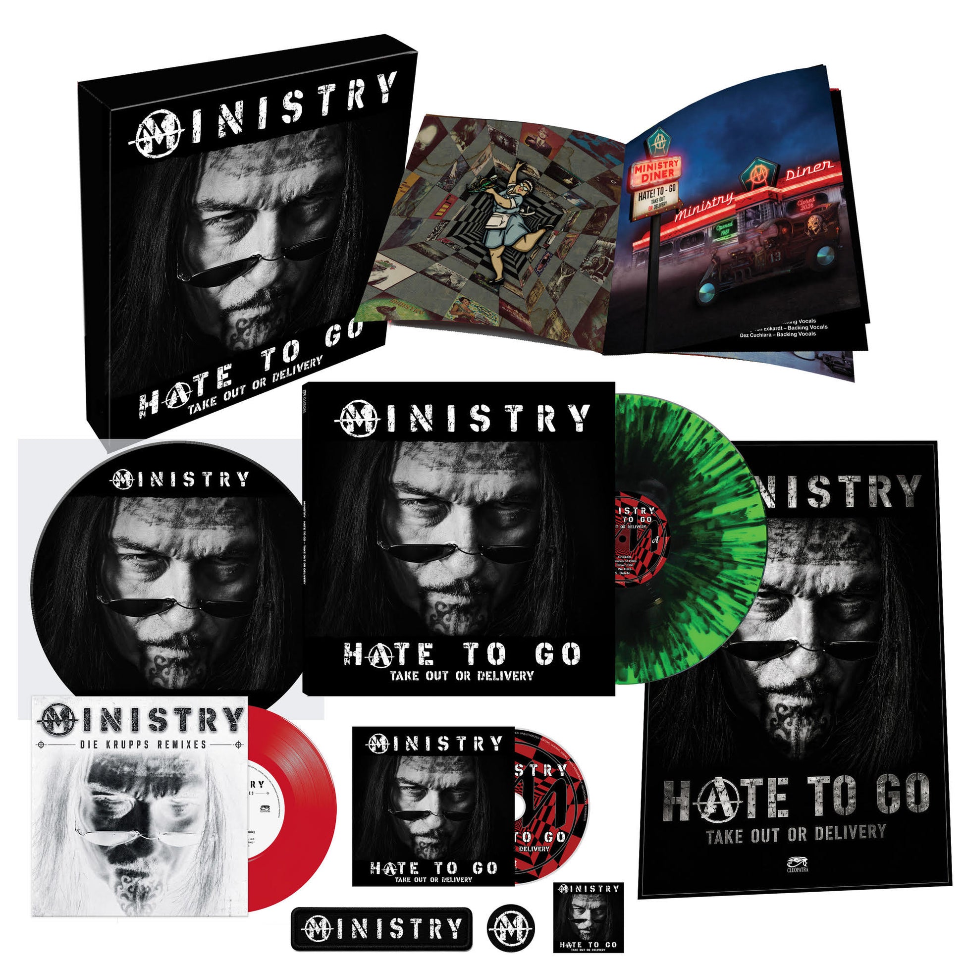 Ministry - Hate To Go - Take Out Or Delivery (Deluxe Box Edition) [Black/Green Splatter] [4LP] |