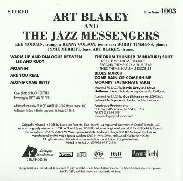 Moanin' (SACD) | Near Mint (NM or M-) Near Mint (NM or M-) - JAZZ / USED *NEAR MINT*
