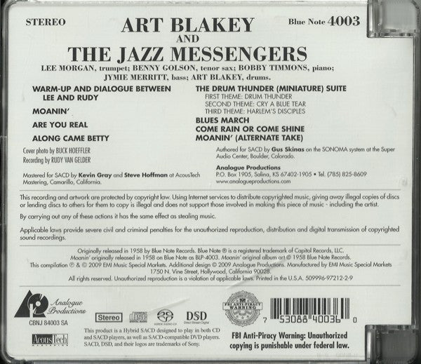 Moanin' (SACD) | Near Mint (NM or M-) Near Mint (NM or M-) - JAZZ / USED *NEAR MINT*