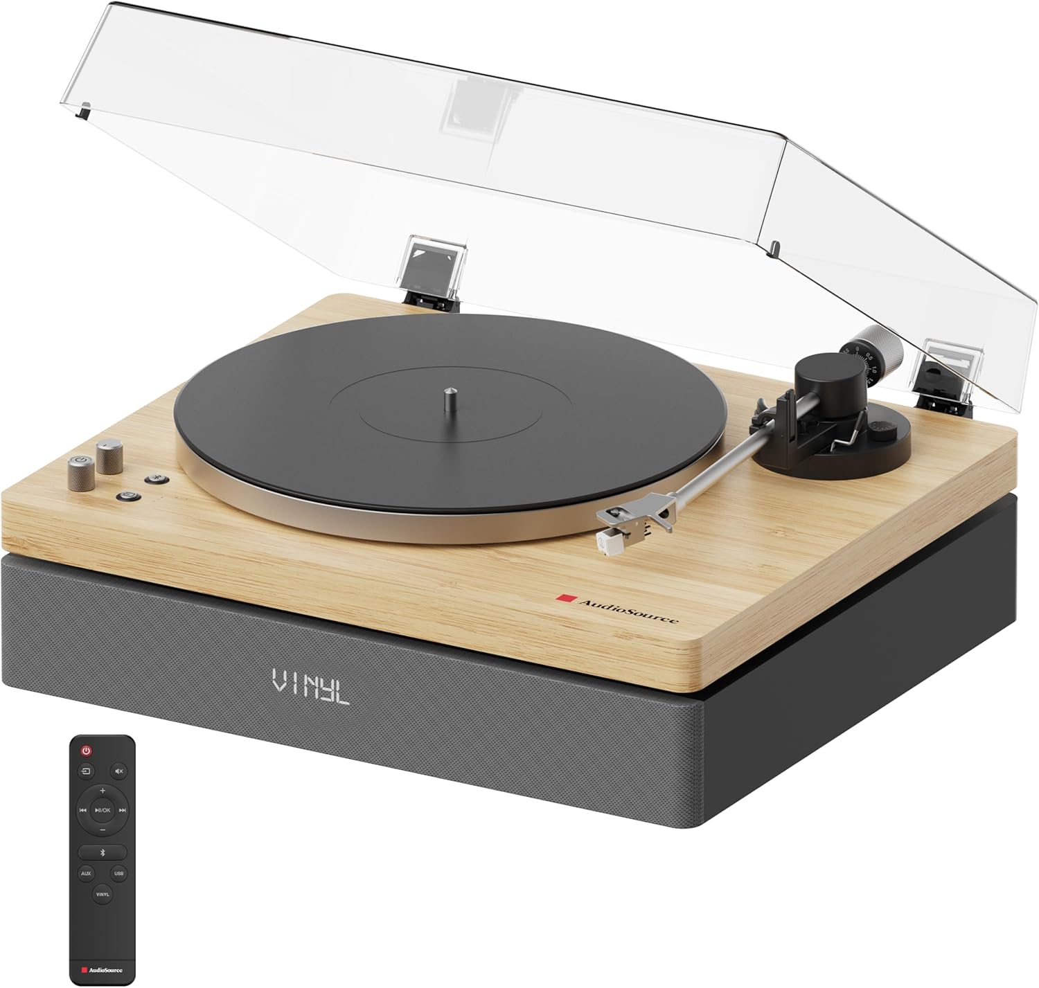 Monostereo One Stop - AudioSource Record Player, All-in-one Turntable with 2.1 Channel Built-in Speaker |