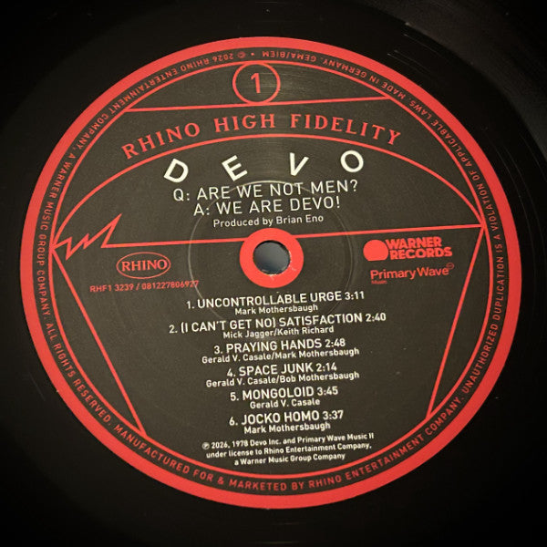 Are We Not Men? A: We Are Devo! (Hi-Fidelity VINYL) | - NEW WAVE *NEW*