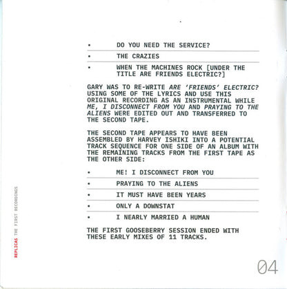Replicas (The First Recordings)(CD) | Mint (M) Mint (M) - NEW WAVE *NEW*