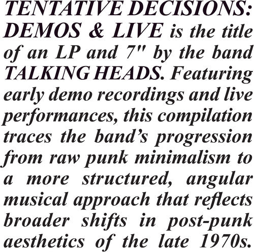 Tentative Decisions: Demos & Live (BF 2025 RSD Exclusive, With Bonus 7", Clear Vinyl) | - NEW WAVE *NEW*