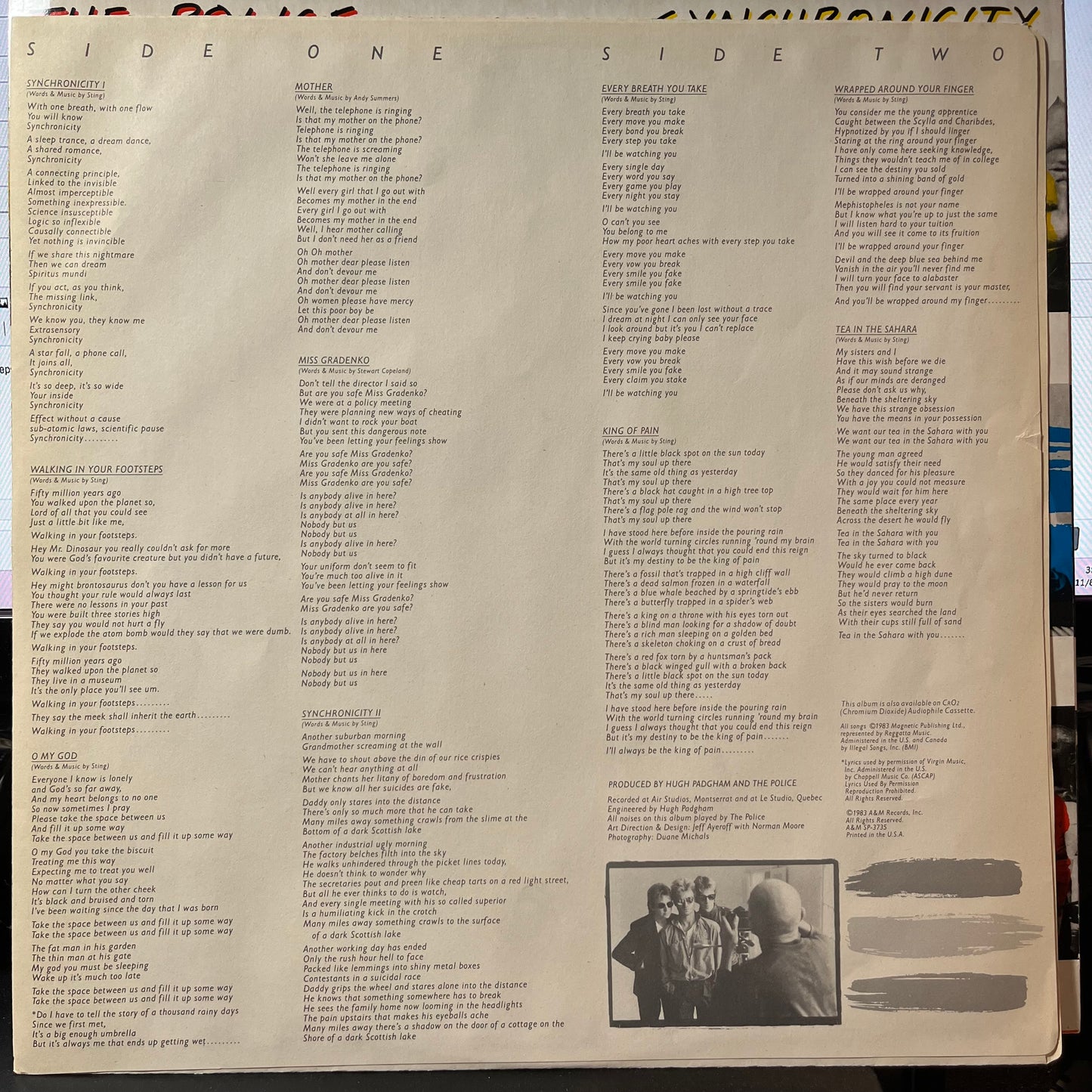 Synchronicity (VINYL) | Excellent+ (EX+) Near Mint (NM or M-) - NEW WAVE / USED *EXCELLENT+*