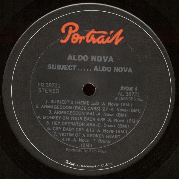 Aldo Nova - Subject.....Aldo Nova | Excellent (EX) Near Mint (NM) - NEW WAVE / USED *EXCELLENT+*