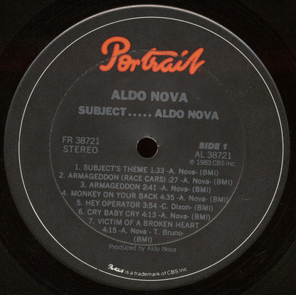 Aldo Nova - Subject.....Aldo Nova | Excellent (EX) Near Mint (NM) - NEW WAVE / USED *EXCELLENT+*