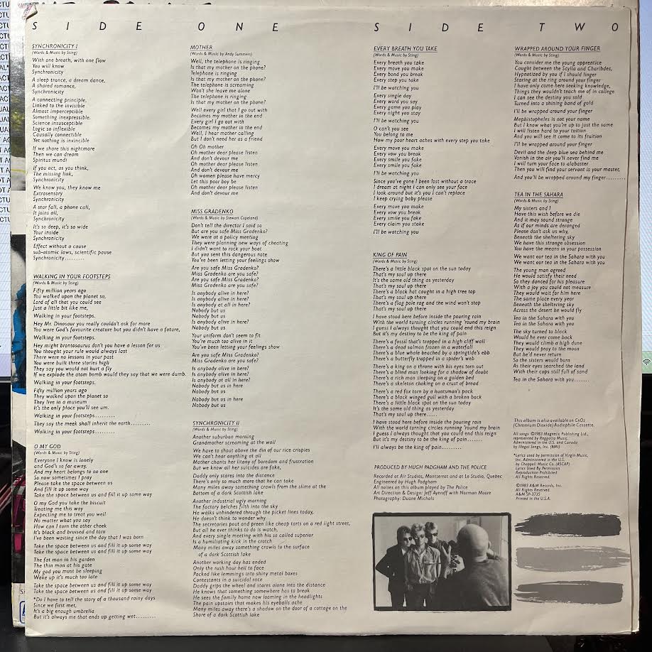 Synchronicity (VINYL) | Excellent+ (EX+) Excellent (EX) - NEW WAVE / USED *EXCELLENT+*