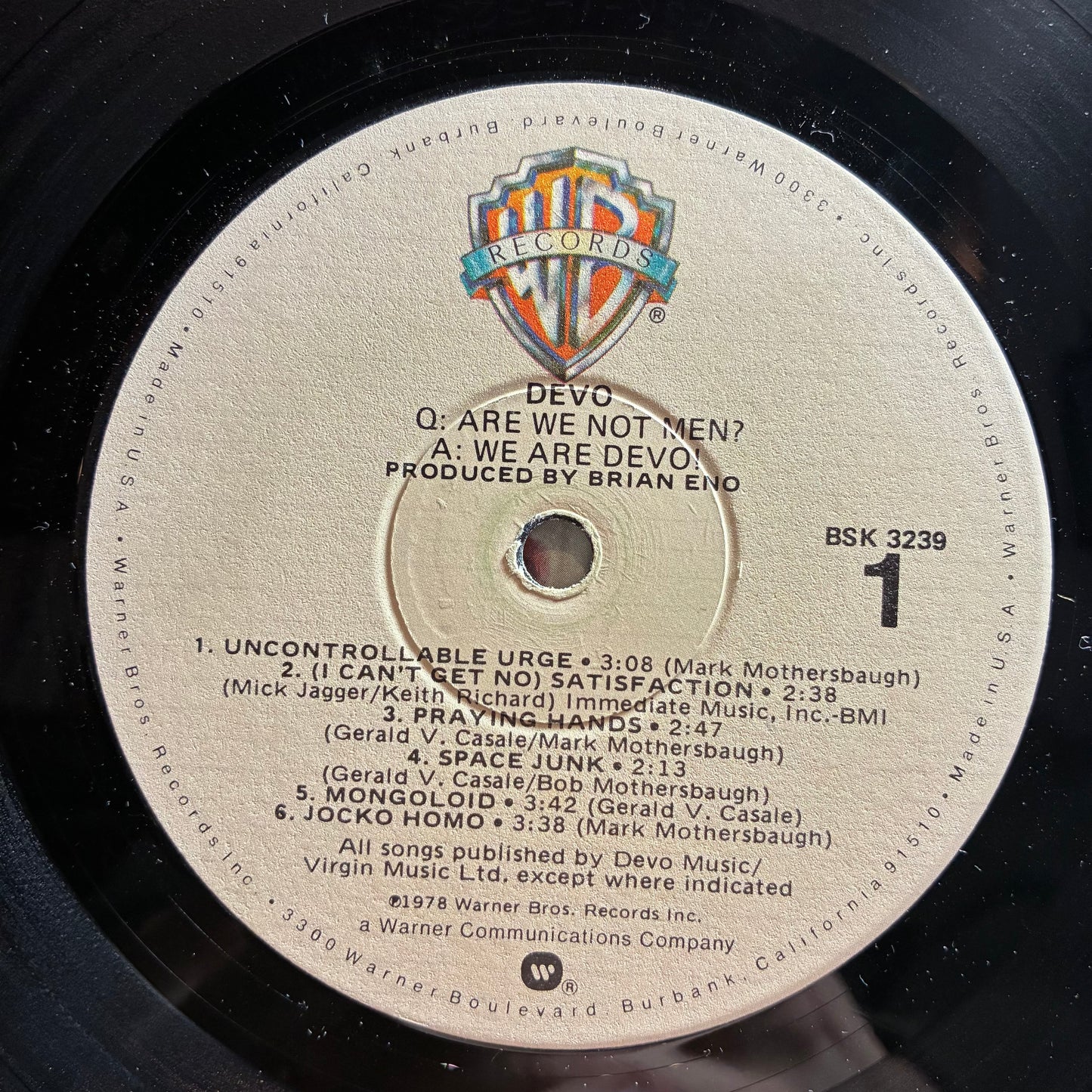 Q: Are We Not Men? A: We Are Devo! (VINYL) | Excellent (EX) Excellent (EX) - NEW WAVE / USED *EXCELLENT*