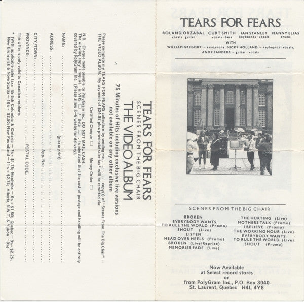 Tears For Fears - Songs From The Big Chair (CASS) | Excellent (EX) Excellent (EX) - NEW WAVE / USED *EXCELLENT*