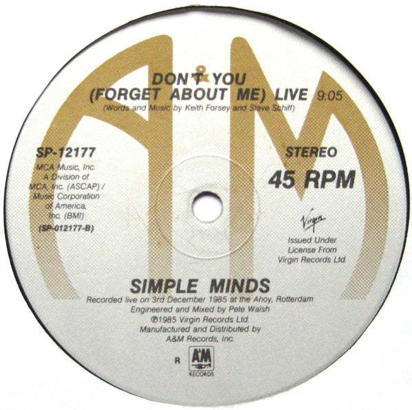All The Things She Said / Don't You (Forget About Me) Live (VINYL) | Excellent (EX) Near Mint (NM) - NEW WAVE / USED *EXCELLENT*