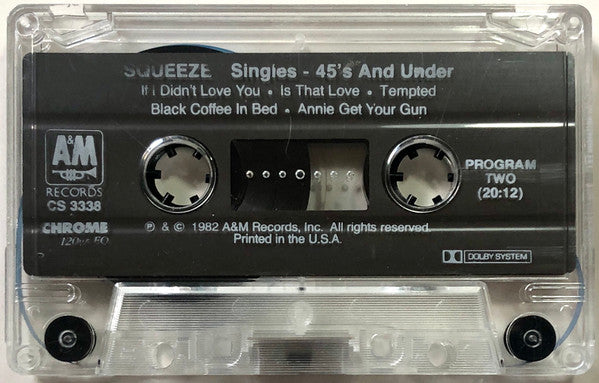 Squeeze (2) - Singles - 45's And Under *CASSETTE* | Near Mint (NM) Near Mint (NM) - NEW WAVE / USED *NEAR MINT*