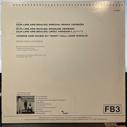 Our Lips Are Sealed (Special Remix Version) (12" VINYL) | Near Mint (NM) Excellent+ (EX+) - NEW WAVE / USED *NEAR MINT*