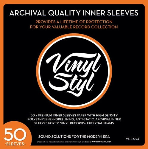Vinyl Styl® - VS-P-023 12 Inch Archival Inner Record Sleeves - HDPE-Lined - 50 Count (White)(VINYL) | NEW - NEW*
