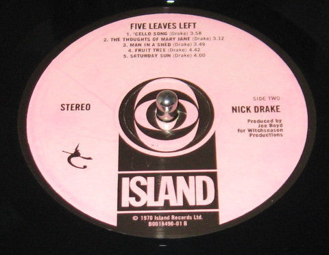 Nick Drake Five Leaves Left Island Records LP, Album, RE, RM, Gat Mint (M) Mint (M)