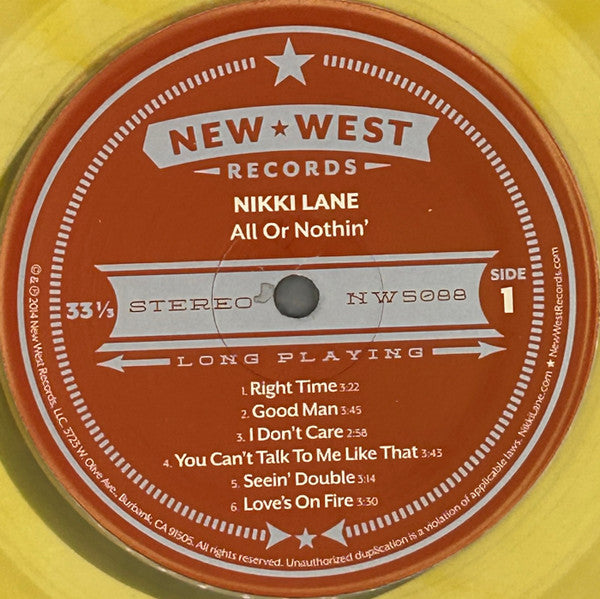 Nikki Lane All Or Nothin' New West Records LP, Album, Ltd, RE, Sil Mint (M) Mint (M)