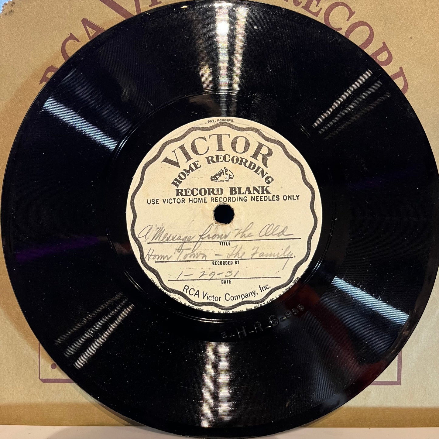 Antique Victor Recording Blank Home Recording Record | Very Good (VG) Generic