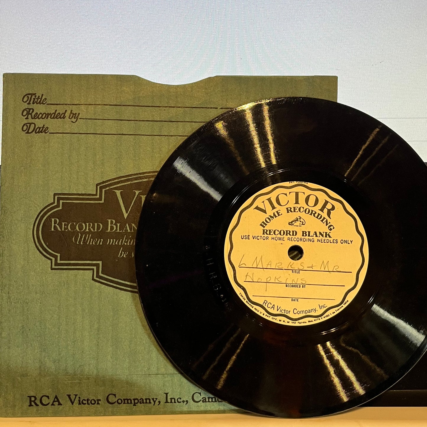 No Artist - Antique Victor Recording Blank Home Recording Record | Very Good Plus (VG+) Near Mint (NM) - NON-MUSIC / USED