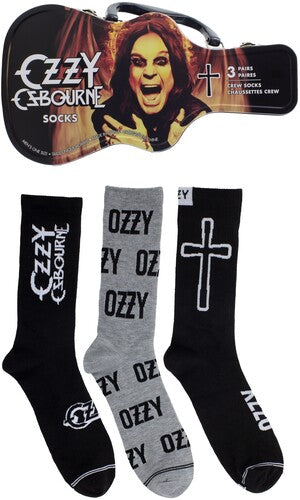 Ozzy Osbourne - Perri's - Ozzy Osbourne - Crew Socks (3 Pack Collector Guitar Shape Tin) (Large Item, Socks, 3 Pack) |