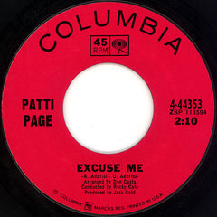 Patti Page Gentle On My Mind / Excuse Me Columbia 7", Single, Pit Very Good Plus (VG+) Very Good Plus (VG+)