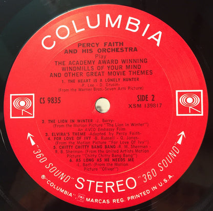 Percy Faith And His Orchestra Play The Academy Award Winning Theme From "The Thomas Crown Affair" And Other Great Movie Themes | Near Mint (NM) Very Good Plus (VG+)