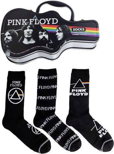 Pink Floyd - Perri's - Pink Floyd - Crew Socks (3 Pack Collector Guitar Shape Tin) (Large Item, Socks, 3 Pack) |
