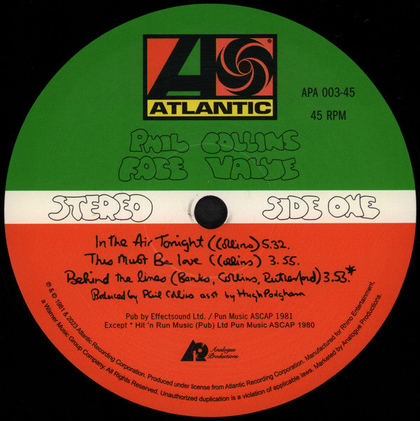 Face Value *ANALOGUE* | Mint (M) Mint (M) - POP *45RPM*