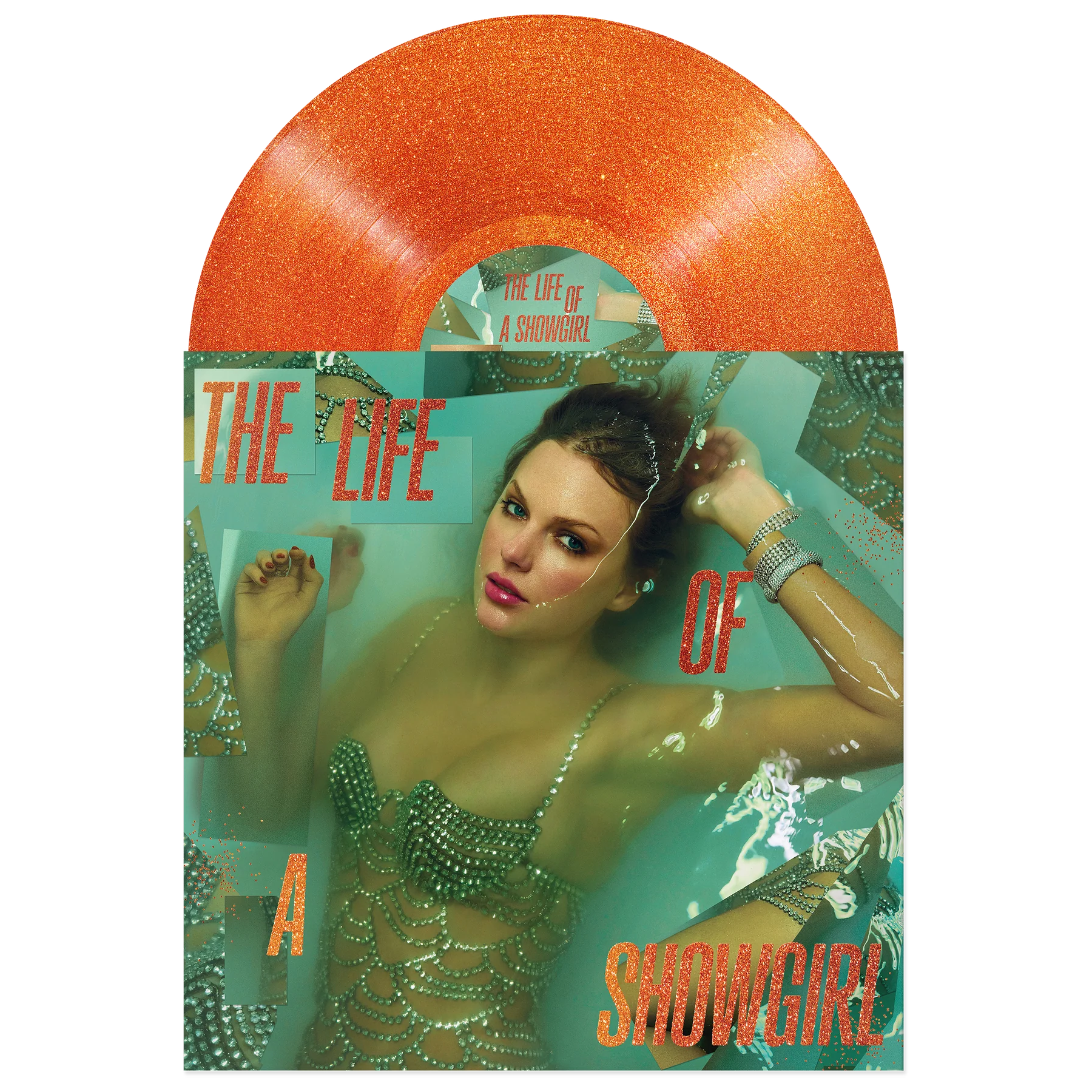 (PRE-ORDER 10/3/25) The Life of a Showgirl (Sweat and Vanilla Perfume Portofino Orange Glitter Vinyl) | Mint (M) Mint (M) - POP *NEW/COLOR*