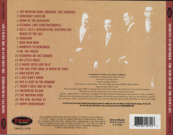 The Four Lads - Moments To Remember - The Very Best Of The Four Lads *CD* | Mint (M) Mint (M) - POP *SEALED*