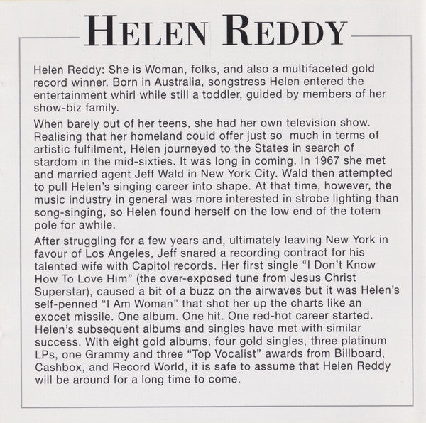 Helen Reddy - The Best Of Helen Reddy *CD* | Mint (M) Mint (M) - POP *SEALED*