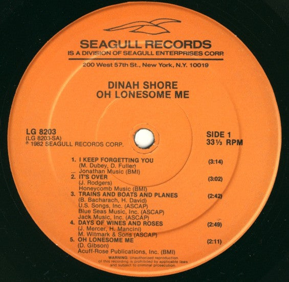 Dinah Shore - Oh Lonesome Me *SEALED* | Mint (M) Near Mint (NM) - POP *SEALED*