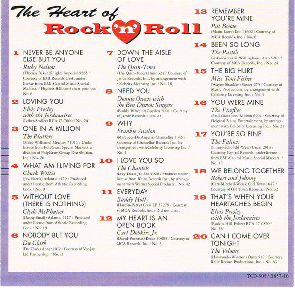 The Heart Of Rock 'N' Roll - The Late 50's *CD* | Mint (M) Mint (M)