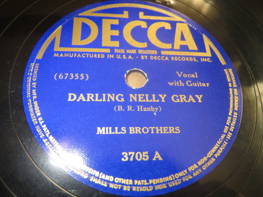 The Mills Brothers - Darling Nelly Gray / Break The News To Mother | Excellent (EX) Generic - POP / USED *EXCELLENT/78*