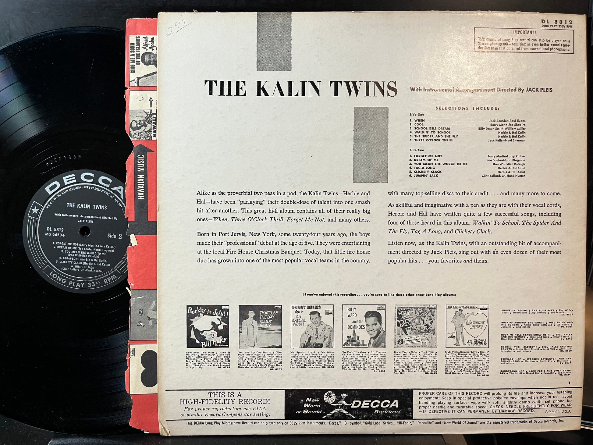 The Kalin Twins - The Kalin Twins (VINYL LP DECCA DL 8812 NOV 1958) | Excellent+ (EX+) Near Mint- (NM-) - POP / USED *EXCELLENT+*