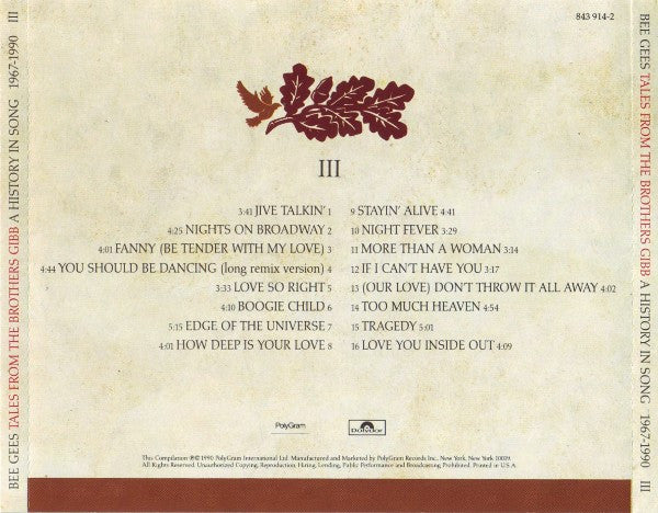 Tales From The Brothers Gibb: A History In Song 1967 -1990 (4xCD) | Excellent+ (EX+) Near Mint (NM or M-) - POP / USED *EXCELLENT+*