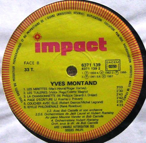 Yves Montand *FRANCE* | Excellent (EX) Near Mint (NM) - WORLD / USED *EXCELLENT+*