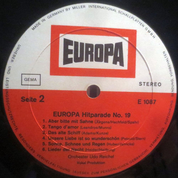 Orchester Udo Reichel - Europa Hitparade 19 | Excellent (EX) Near Mint (NM) - POP/ USED *EXCELLENT+*