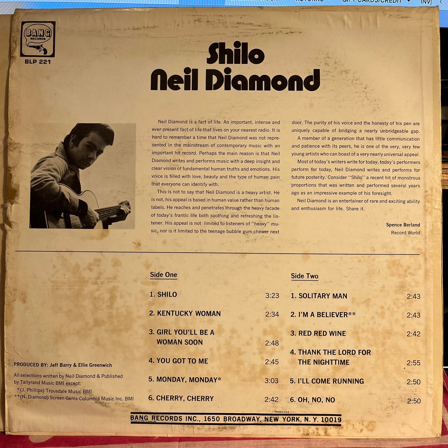 Neil Diamond - Shilo *MONARCH* | Excellent (EX) Very Good (VG) - POP / USED *EXCELLENT*