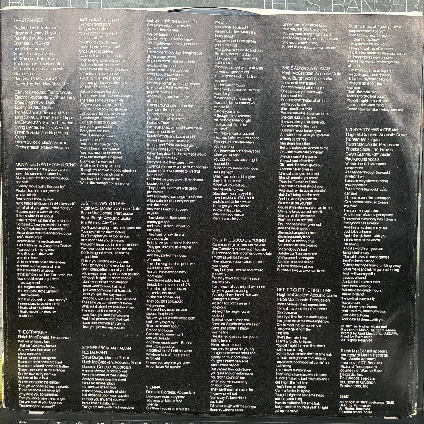Billy Joel - The Stranger (VINYL LP) | - POP / USED *EXCELLENT*