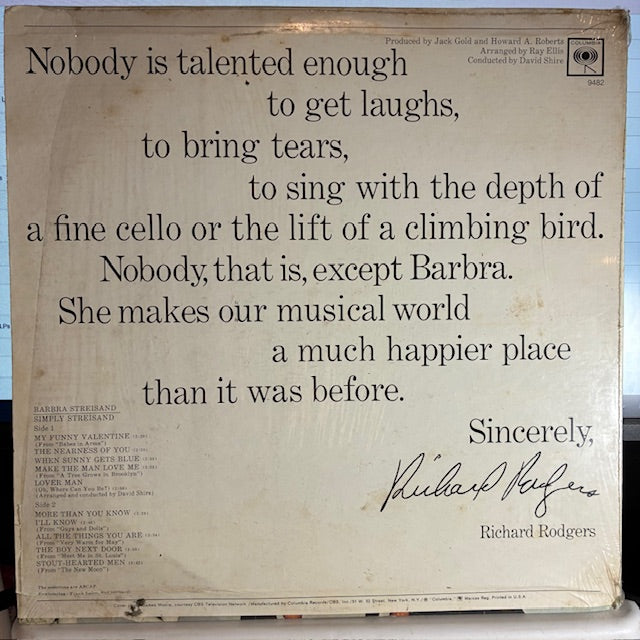 Simply Streisand (VINYL) | Excellent (EX) Excellent (EX) - POP / USED *EXCELLENT*