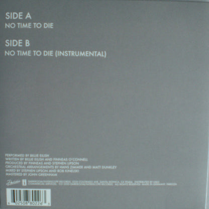 No Time To Die (7") | Near Mint (NM) Near Mint (NM) - POP / USED *NEAR MINT*