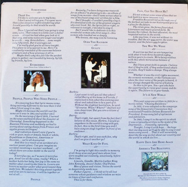 Barbra Streisand - One Voice (VINYL) | Near Mint (NM or M-) Excellent+ (EX+) - POP / USED *NEAR MINT*